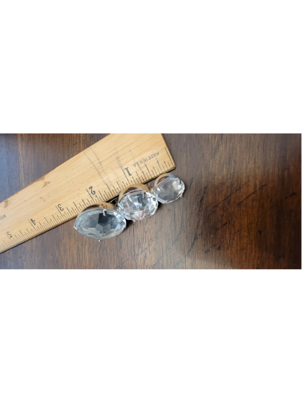 Vintage Oversized Clear Crystal Rhinestone Clip On Earrings Silver Tone Glam
